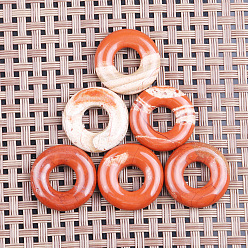 Rotem Jaspis Natürliche rote Jaspis Anhänger, Donut Charms, 20 mm, Innendurchmesser: 8 mm