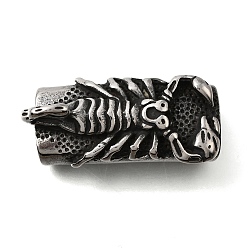 Scorpion 304 из нержавеющей стали слайд прелести, для изготовления кожаных браслетов, прямоугольные, античное серебро, скорпион, 38.5x19x19 мм, отверстие : 13x6.5 мм