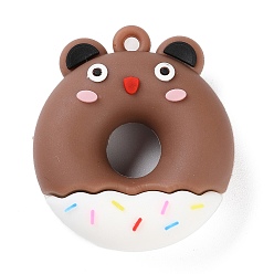 Сиена Пластиковые подвески из пвх, пончик с мишкой, цвет охры, 41x36x13 мм, отверстие : 3 мм