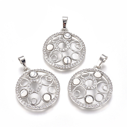 Synthetic Turquoise Synthetic Turquoise Pendants, with Platinum Tone Brass Findings and Crystal Rhinestone, Flat Round, 29x25.5x4.5mm, Hole: 4.5x8mm