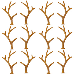 Золотистый 12шт. смоляные рога снеговика рука ветка, с блеском порошок, Рождественские аксессуары для изготовления снеговика, золотые, 121x75x19 мм