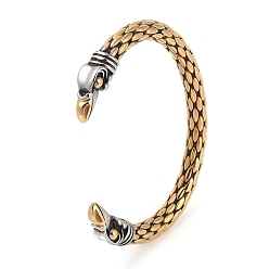 Eagle Ионное покрытие (IP) 304 браслеты Viking с открытой манжетой из нержавеющей стали для мужчин, старинное серебро & золотой, орел, внутренний диаметр: 2-1/2 дюйм (6.5 см), 10 мм
