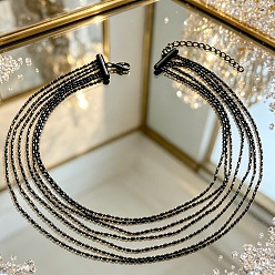 Black Alloy & Brass Chain Multi-Strand Necklaces for Women, Black, 15.75 inch(40cm)