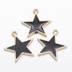 Golden Alloy Enamel Pendants, Star, Golden, 20.5x19.5x1.5mm, Hole: 1.5mm