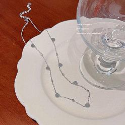 Нержавеющая Сталь Цвет Ожерелья из нержавеющей стали в форме сердца для женщин, цвет нержавеющей стали, 15.75 дюйм (40 см)