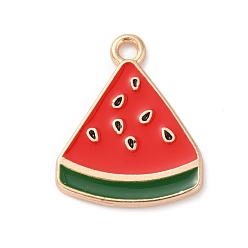 Арбуз Подвески из эмали и сплава, золотой свет, очарование фруктовой тематики, арбуз, 21x17x1.5 мм, отверстие : 2 мм