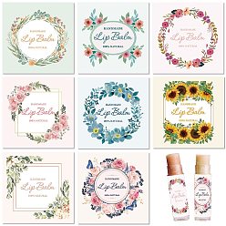 Цветок 10 листы бумаги бальзам для губ самоклеящиеся этикетки наклейки, цветок, 50x50 мм, 8 стили/лист