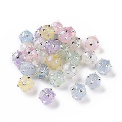 (52) Непрозрачная лаванда УФ-покрытие Радужные переливающиеся текстурированные акриловые неровные бусины, с прозрачными акриловыми стразами, круглые, разноцветные, 17x14x13.5 мм, отверстие : 3.6 мм
