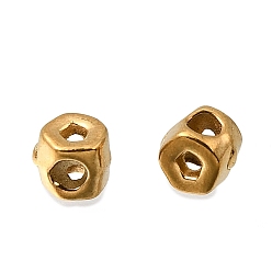 Настоящее золото 18K 304 из нержавеющей стали разделительные бусины, Полая колонна, ионное покрытие (ip), реальный 18 k позолоченный, 3x3x3 мм, отверстие : 1.4 мм
