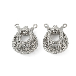 Платинированный Полые латунные звенья для люстр, без кадмия, без никеля и без свинца, слеза, Реальная платина, 22x18x12.5 мм, отверстие : 1.4 мм