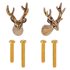 Hirsch Schubladengriffe aus Messing, mit Schraube, antikes goldenes u. goldenes, Hirsch, 36x21x23 mm