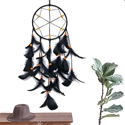 Черный Плетеная сетка/паутина с подвеской из перьев, с железом найти, висячие украшения, чёрные, 630 мм