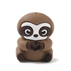 Sloth Силиконовые бусины, фокусные бусы, коричневые, леность, 30x22.5x17 мм, отверстие : 2 мм