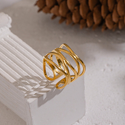 Настоящее золото 18K 304 открытые манжеты из нержавеющей стали, реальный 18 k позолоченный, 14.2 мм, размер США 7 1/4 (17.5 мм)