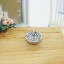 Серебро Мини-миска для фруктов из сплава, полый, для аксессуаров для кукольного домика, притворяясь опорными украшениями, серебряный цвет гальваническим, 25x8 мм