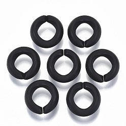Black Opaque Spray Painted Acrylic Linking Rings, Quick Link Connectors, for Rolo Chains Making, Frosted, Ring, Black, 20x18x8mm, Inner Diameter: 11.5x9mm, about 435pcs/500g