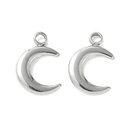 Нержавеющая Сталь Цвет Не тускнеющие 304 подвески из нержавеющей стали, Луна прелести, цвет нержавеющей стали, 13x8.5x2 мм, отверстие : 1.6 мм