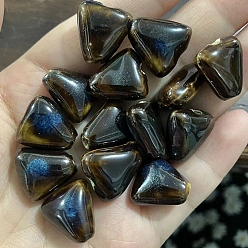 Темно-серый Фарфоровые бусины ручной работы, для украшения браслетов/ожерельев и материалов для поделок, треугольные, темно-серый, 16x15.5x8.5 мм, отверстие : 2.5 мм