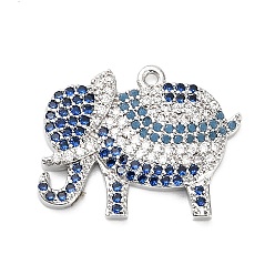 Платина Латунные микро проложить кубического циркония подвески, Слон прелести, стойки покрытие, долговечный, без свинца и без кадмия, платина, 16x20x2.5 мм, отверстие : 1 мм