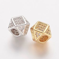 (52) Непрозрачная лаванда Латунные микро проложить кубического циркония бусы, ромб, разноцветные, 7x7x7 мм, отверстие : 3.5 мм