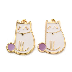 Белый Дым Подвески из эмали и сплава, золотые, кошачье очарование, серый, 26x20x1.5 мм, отверстие : 1.6 мм, 10 шт / комплект