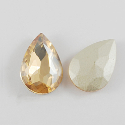 пшеница Конусные стеклянные стразы, с покрытием на задной стороне, граненые, слеза, цвет пшеницы, 25x18x7 мм