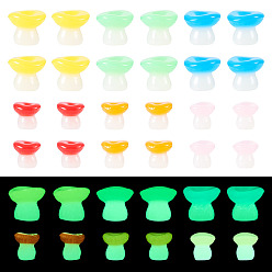 (52) Непрозрачная лаванда 30 шт. 2 стили светящегося грибного украшения из смолы, Светящийся в темноте гриб для украшения стола, разноцветные, 11~13x11~15x11~14.5 мм, 15 шт / стиль