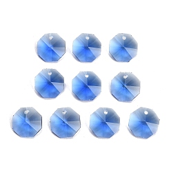Cornflower Blue Glass Chandelier Pendants, Octagon Charm, Faceted, Cornflower Blue, 14x14x7.5mm, Hole: 1.4~1.6mm