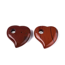 Красный Камень Природные красной яшмы подвески, сердце прелести, 30~30.5x29~30x8~8.5 мм, отверстие : 6~6.5 мм