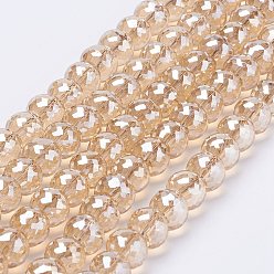 Белый Навахо Гальванические стеклянные бусины, с полным покрытием цвета радуги, граненые, шайба, навахо белый, 8x6 мм, отверстие : 1 мм, около 39 шт / нитка, 7.8 дюйм (20 см)