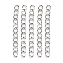 Нержавеющая Сталь Цвет Устойчив к потускнению 304 удлинитель цепи из нержавеющей стали, пайки, цвет нержавеющей стали, 45~55x3 мм, ссылка: 4x3x0.5 мм.
