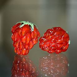 Other Fruits Бусины лэмпворк , фрукты, малина, 18~21x15~18 мм, отверстие : 1.8 мм