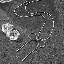 Нержавеющая Сталь Цвет Антикоррозийные 304 ожерелья из нержавеющей стали с подвеской в виде банта и круглой змеиной цепочкой для женщин, цвет нержавеющей стали, 17.91 дюйм (45.5 см)