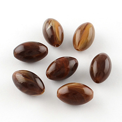 Кокосово-Коричневый Овальной имитация драгоценных камней акриловые бусины, кокосового коричневый, 20x12 мм, Отверстие : 2.5 мм , около 260 шт / 500 г