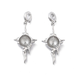 Платинированный Звезда латунные подвески-скобы, держатели чашки, за половину пробурено бисера, без кадмия, без никеля и без свинца, Реальная платина, 38 мм, штифты : 0.8 мм