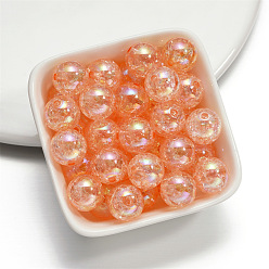 Light Salmon Baking Paint Crackle Glass Beads, Round, Light Salmon, 16mm, Hole: 2mm, 10pcs/bag