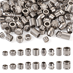 Нержавеющая Сталь Цвет 90 шт. 9 стили 201 европейские бусины из нержавеющей стали, бусины с большим отверстием, колонна, биконус и рондель, цвет нержавеющей стали, 6~8x3.8~9 мм, отверстие : 4.2~5 мм, 10 шт / стиль