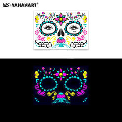 Фуксин Маска с цветочным узором светящиеся татуировки боди-арт, съемные временные татуировки бумажные наклейки, фуксиново-красные, 17x12 см