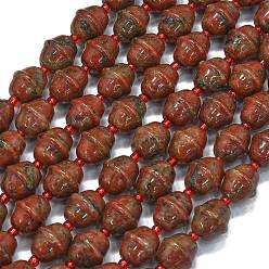 Джаспер Кунжут Природных кунжута яшмы бисер нитей, колокол, с бисером, 11x10 мм, отверстие : 1.4 мм, около 31 шт / нитка, 15.35'' (39 см)