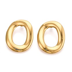 Настоящее золото 14K 304 серьги-гвоздики из нержавеющей стали для женщин, полый овал, ионное покрытие (ip), реальный 14 k позолоченный, 45x36.5 мм