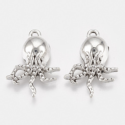 Antique Silver Tibetan Style Alloy Pendants, Octopus, Lead Free & Cadmium Free, Antique Silver, 21x14x5mm, Hole: 1.4mm, about 357pcs/500g