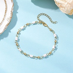 Говлит Браслеты из латуни и натурального хаулита для женщин, плоско-круглые, золотые, 7-1/2x1/8 дюйм (19x0.4 см)