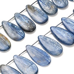 Кианит Натуральный кианитовые бисер пряди, квартира слеза, Топ пробуренной, с пластиковыми трубчатыми бусинами, 29.5~30x14~15x3~4 мм, отверстие : 0.7 мм, около 25 шт / нитка, 14.96~16.14 (38~41 см)