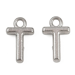 Letter T 304 прелести нержавеющей стали, полированный, цвет нержавеющей стали, Письмо T, 9x5.5x2 мм, отверстие : 1.2 мм