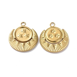 Золотой Ионное покрытие (ip) 304 подвеска из нержавеющей стали со стразами, луна, золотые, пригодный для стразов 0.7 мм, 25x21.5x2 мм, отверстие : 2.2 мм