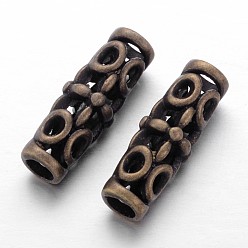 Antique Bronze Tibetan Metal Beads, Cadmium Free & Lead Free, Column, Antique Bronze Color, 18x7mm, Hole: 3mm
