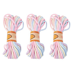 Разноцветный 3 пучки сегментов окрашенных хлопковых шнуров, макраме шнур, для самостоятельного изготовления подвесных кашпо для растений и украшения стен, красочный, 3~3.5 мм, около 10.94 ярдов (10 м) / пачка