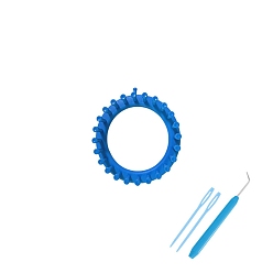 Озёрно--синий Круглый пластиковый ткацкий станок для вязальной машины, шапка шарф шаль свитер носок одеяла инструмент для изготовления, включая спицы и крючок, Плут синий, 14 см