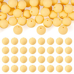 Желтый 50 шт. Экологически чистые силиконовые бусины пищевого качества, круглые, желтые, 15 мм, отверстие : 2 мм