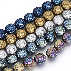 Mixed Color Electroplate Non-magnetic Synthetic Hematite Beads Strands, Lion, Mixed Color, 10.5x10x7.5mm, Hole: 1mm, about 38pcs/strand, 15.7 inch